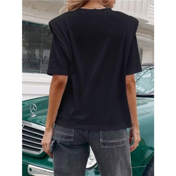 Letter Round Neck Half Sleeve T-Shirt - Picture 5 of 5